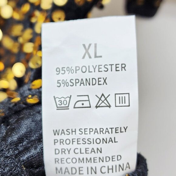 Gold Sequin Short Sleeve Top shirt Womens Size XL brown - Picture 2 of 6